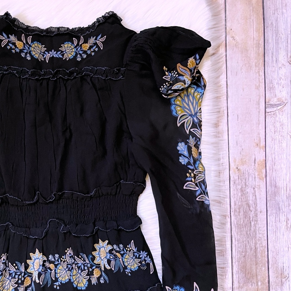 Farm Rio Garden Stitched Long Sleeve Button Front Mini Dress - Picture 5 of 12